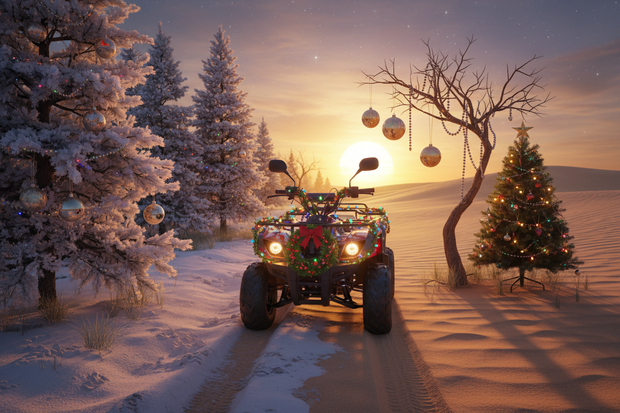 mini quad im wald oder wüste mit weinachten